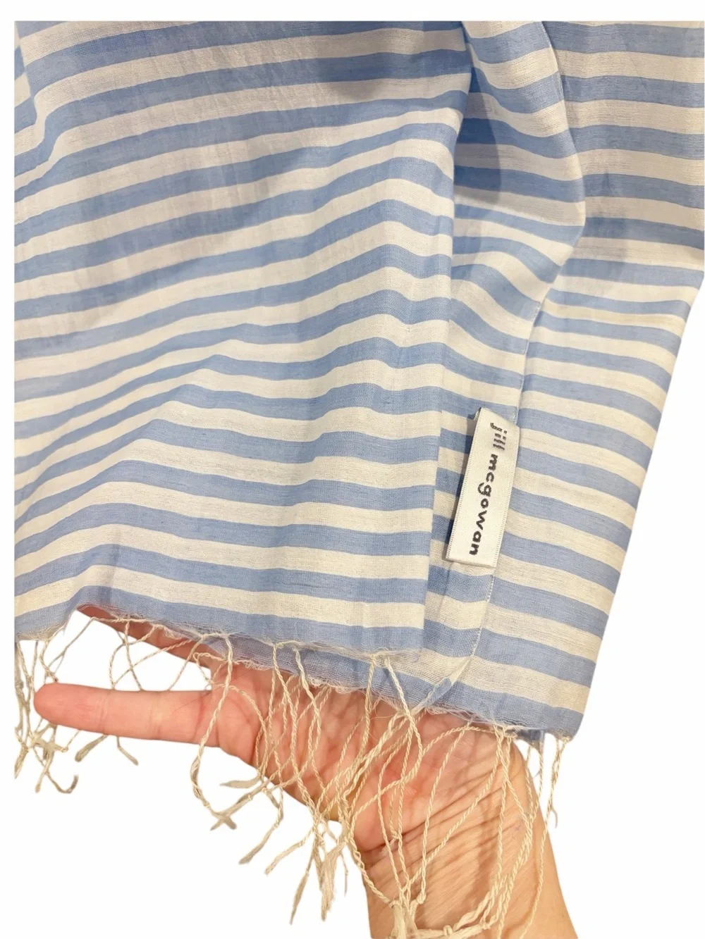 Jill McGowan Striped Cotton Wrap Scarf with Fringe